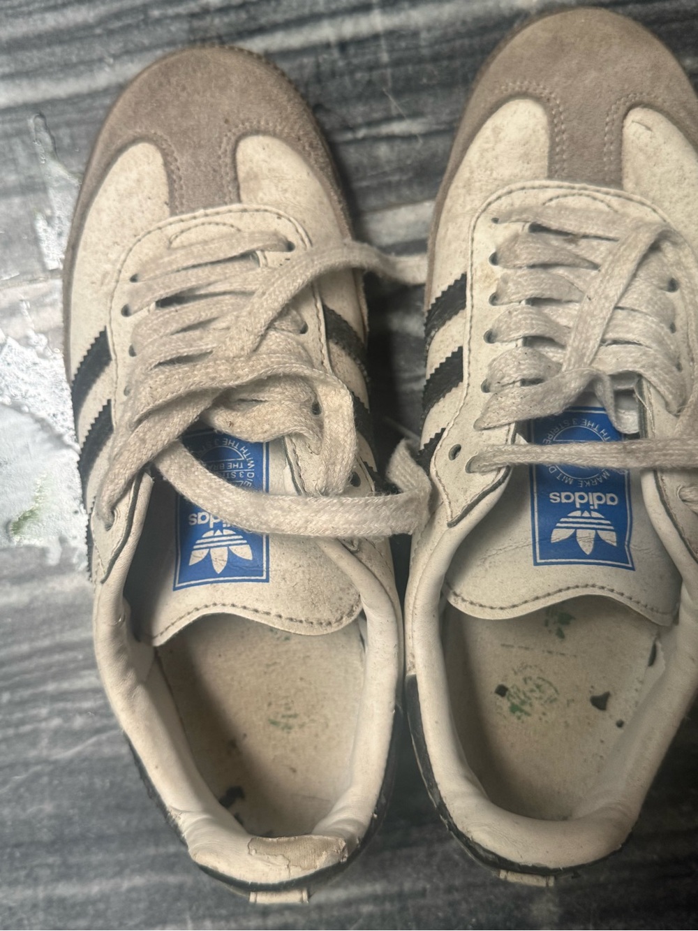 adidas Men’s Suede Sneakers in Beige with Black Stripes